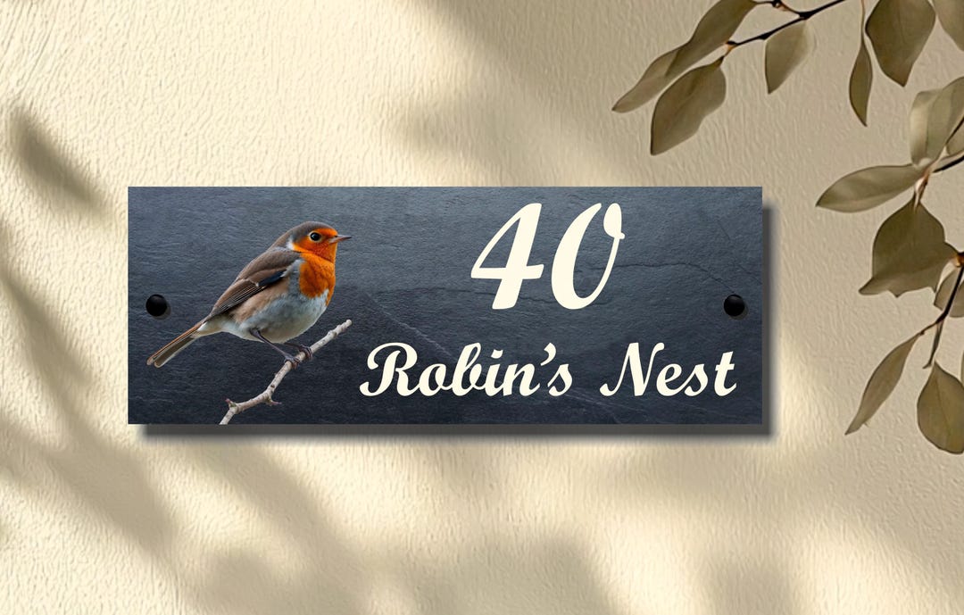 Robin Slate Robin Slate House Sign, Natural Stone Address Plaque - Etsy UK