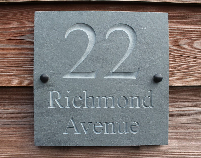 20cm X 20cm Deep Engraved Natural Slate House Name Number Etsy UK