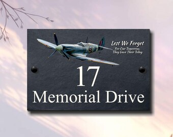 Letrero personalizado de pizarra Spitfire para casa / Placa conmemorativa "Para que no olvidemos"