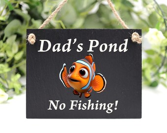 Personalised Garden Pond Slate Sign With Clown Fish - Father's Day Gift