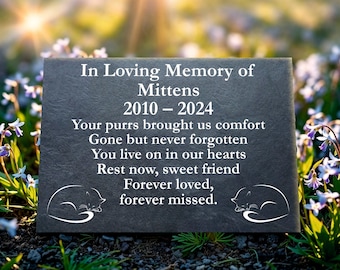Monumento personalizado de pizarra para gatos, lápida grabada para mascotas (30 cm x 20 cm)