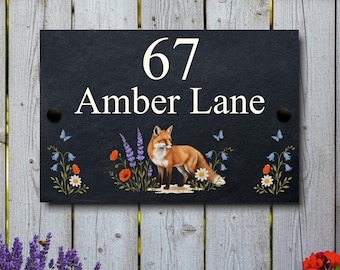 Letrero de pizarra personalizado para casa: arte de fauna británica, placa de matrícula personalizada