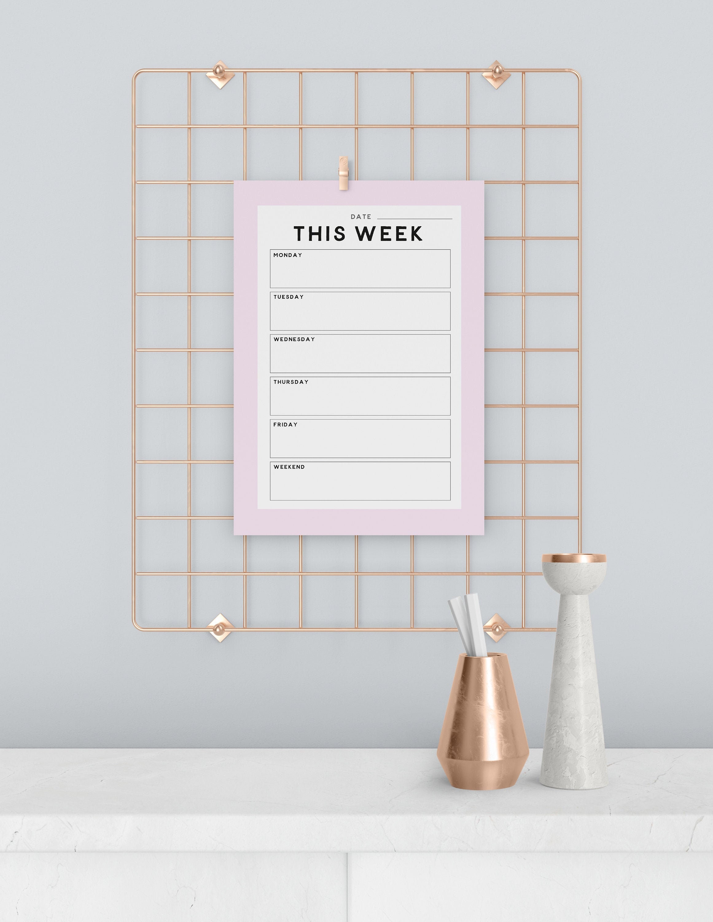 weekly overview planner printable pages undated instant etsy