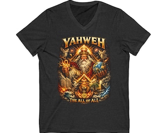 Yahweh The All of All V-Neck T-Shirt | Vintage Religious Faith Graphic Tee