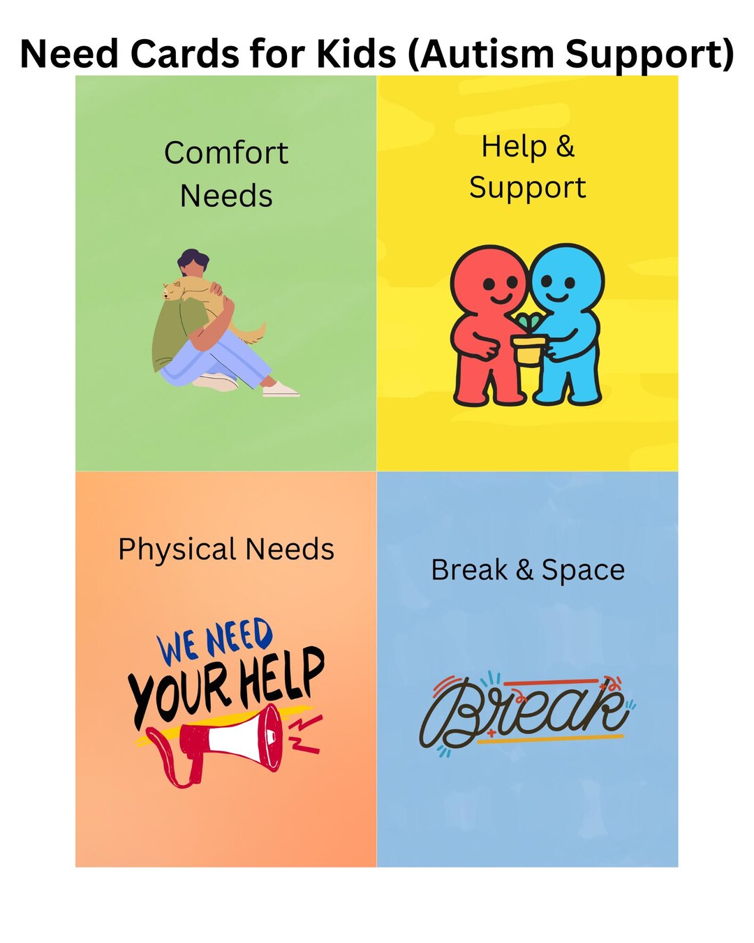 Autism Communication Cards | Visual Needs Support for Kids (digital ...