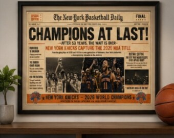 New York Basketball Champions Poster | Vintage Newspaper Print, Lifelong Fan Art