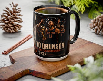 Basketball Championship Collage Mug | Color Accent Ceramic Mug
