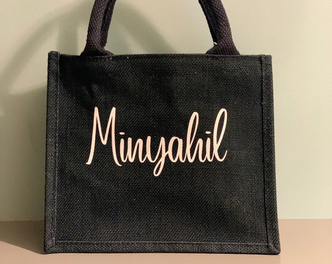 Personalised Shopping Bag Jute Small - Black