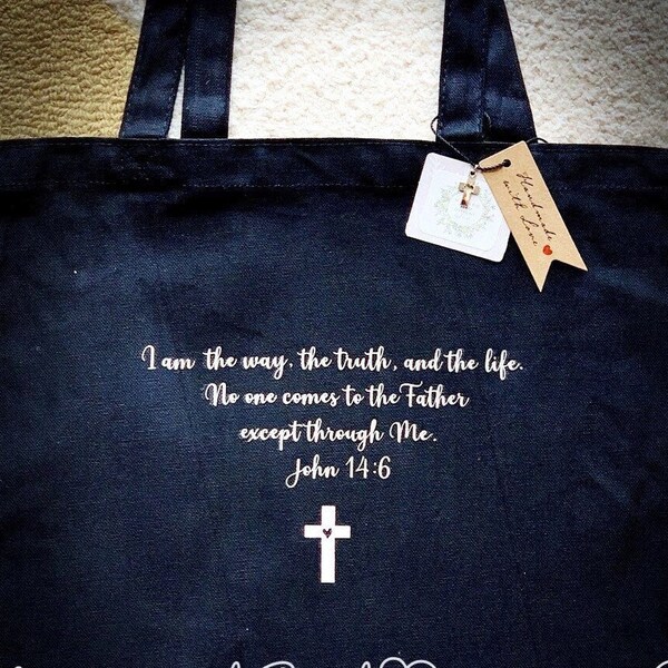 Christian Bible verse Tote Canvas Bag, handmade bible verse bag,Personalised bag, bible art bag,Inspiration, Faith, unique Mother’s Day gift