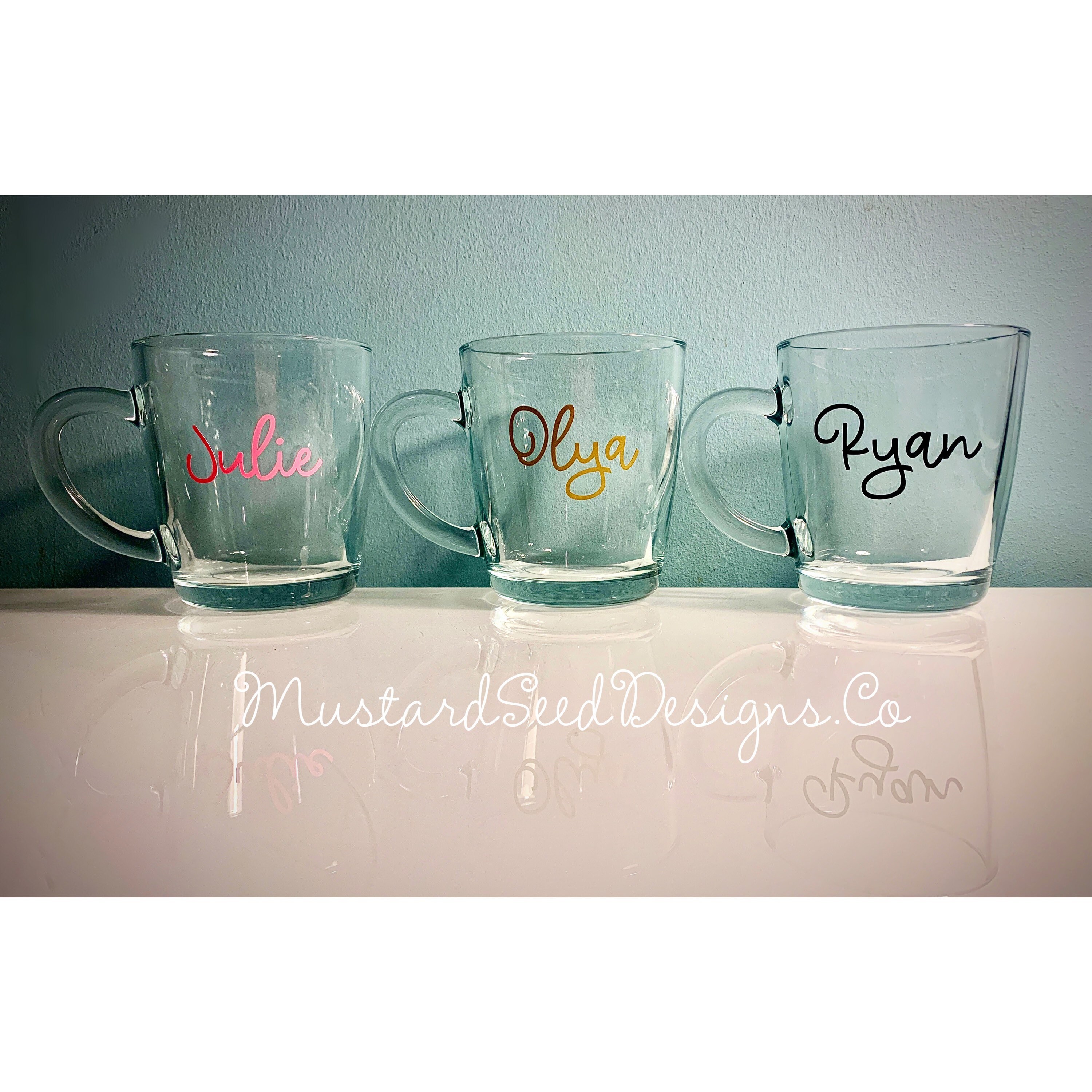 Weddingstar 41085-PAD Clear Glass Coffee Mugs Personalized