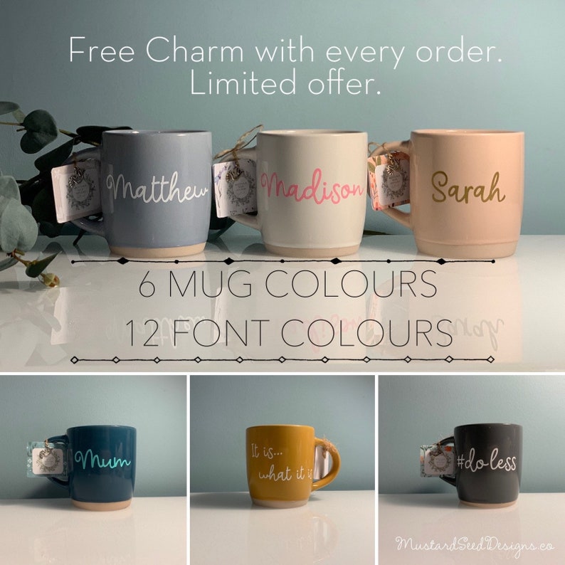 Hand Finished Glazed Custom Mugs Personalised Vinyl Name Mug Etsy UK