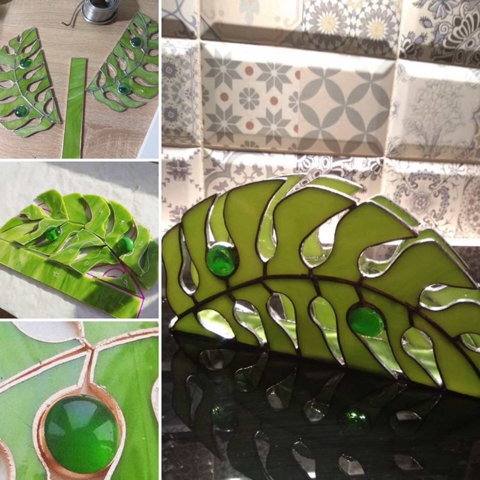 Stained glass Napkin holder Tropical Etsy