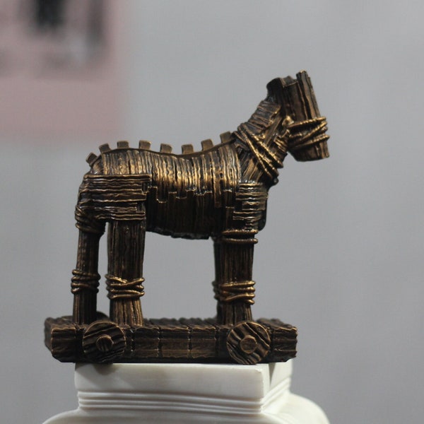 Trojan Horse, Horse Ornament, Marble Statue, Greek Artifact 14cm-5.5in Made In Greece