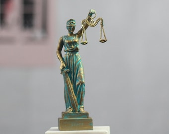 Lady Justice Statue Themis Blind Goddess Lawyer Gift Greek Statue, 17cm-6.7in Made In Greece