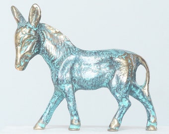 Donkey Statue Handmade Bronze Sculpture Cat Lover Gift Miniature, 6cm-2.5in