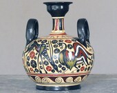 Greek Pottery Vase, Hand Painted Ceramic Pottery Amphora, Ancient Greek Museum Copy, Greek Vase 15cm-6in