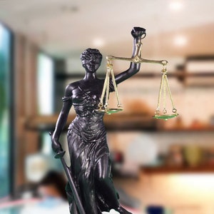 Lady Justice Statue Scales Of Justice Black Sculpture, 26cm-10.5in