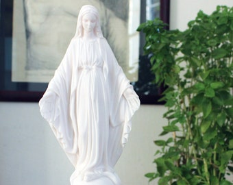 Virgin Mary Statue, Catholic Statue, Marble Sculpture, Madonna Figurine, Religious Art, 23cm-9.1in