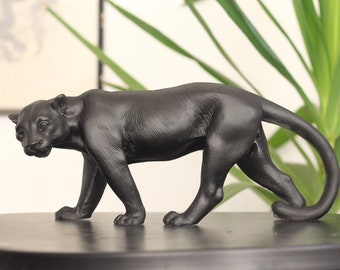 Panther Statue, Marble Sculpture, Panther Figurine, Handmade Black Panther Figurine, 31cm-12in