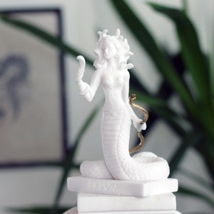 Medusa Statue, Mermaid Figurine, Marble Sculpture, Greek Mythology Art, 16cm-6.3in