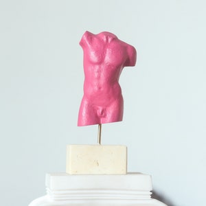 Nude Male Sculpture Pink Hand Painted Erotic Figurine, 5.5 image 1