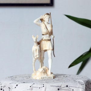 Artemis Statue Ancient Greek Goddess Marble Sculpture, 17cm-6.7in