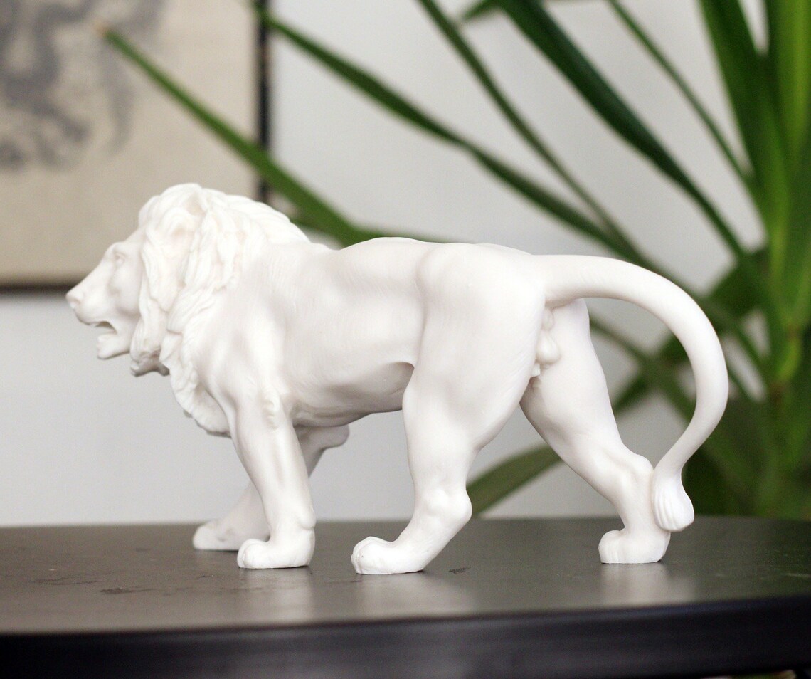 Lion Statue Marble Sculpture Lion Figurine Animal Figure Etsy