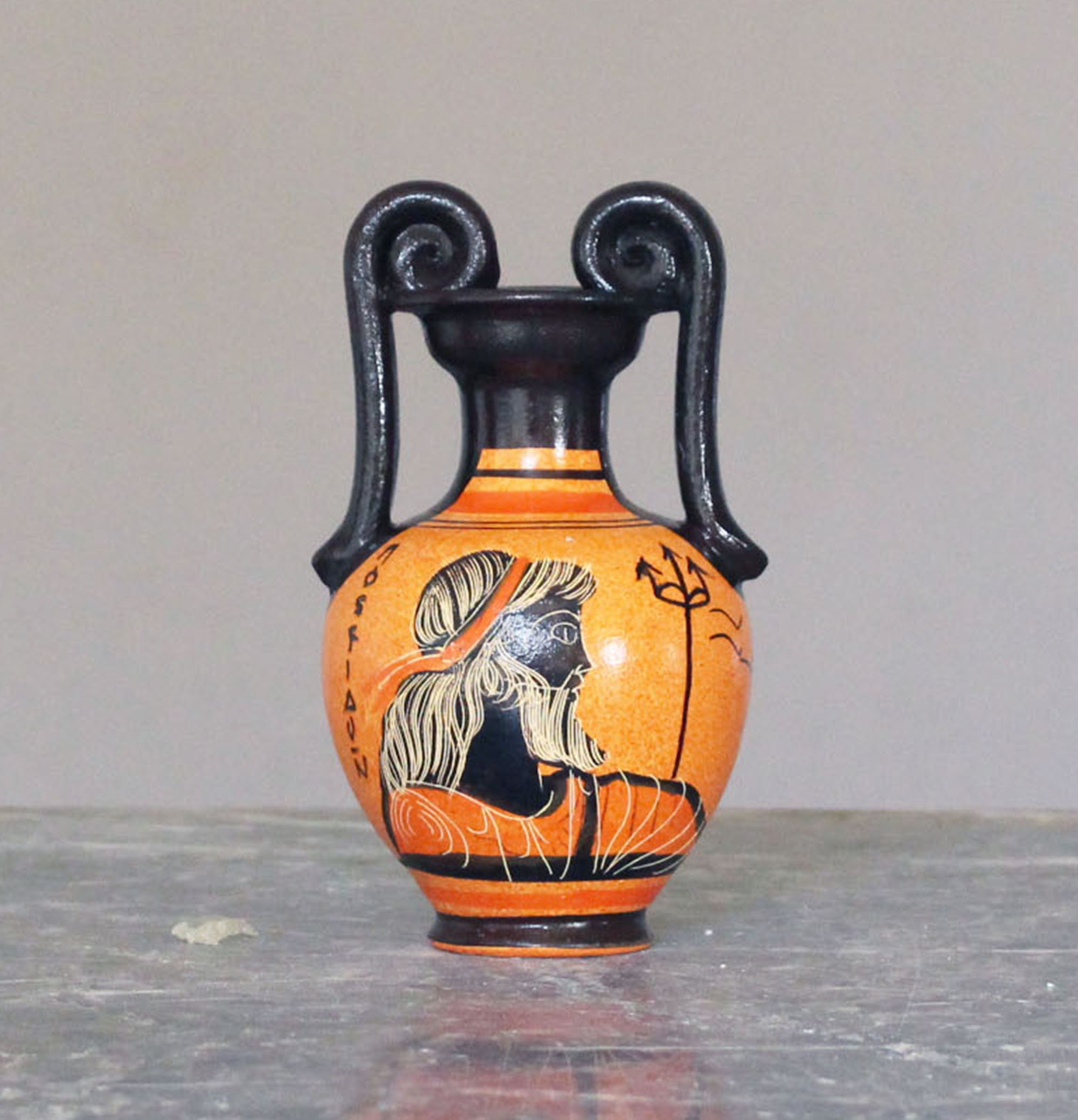 Poseidon God Greek Pottery Vase Ceramic Handmade Greek Amphora Etsy