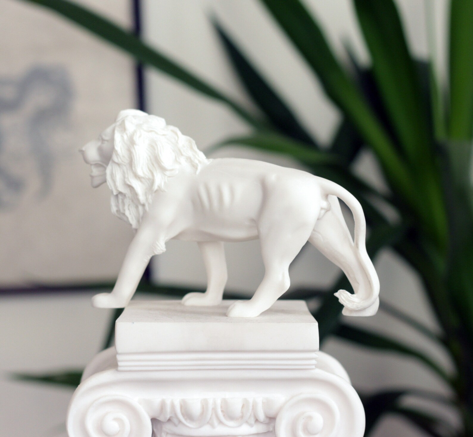Lion Statue Marble Sculpture Lion Figurine Animal Figure Etsy