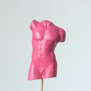 Nude Male Sculpture Pink Hand Painted Erotic Figurine, 5.5 image 2