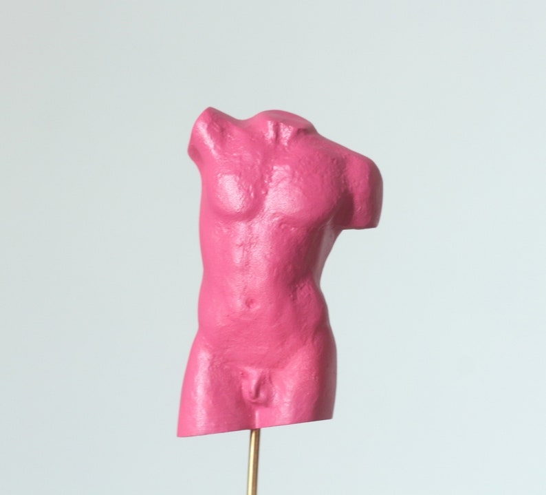 Nude Male Sculpture Pink Hand Painted Erotic Figurine, 5.5 image 2