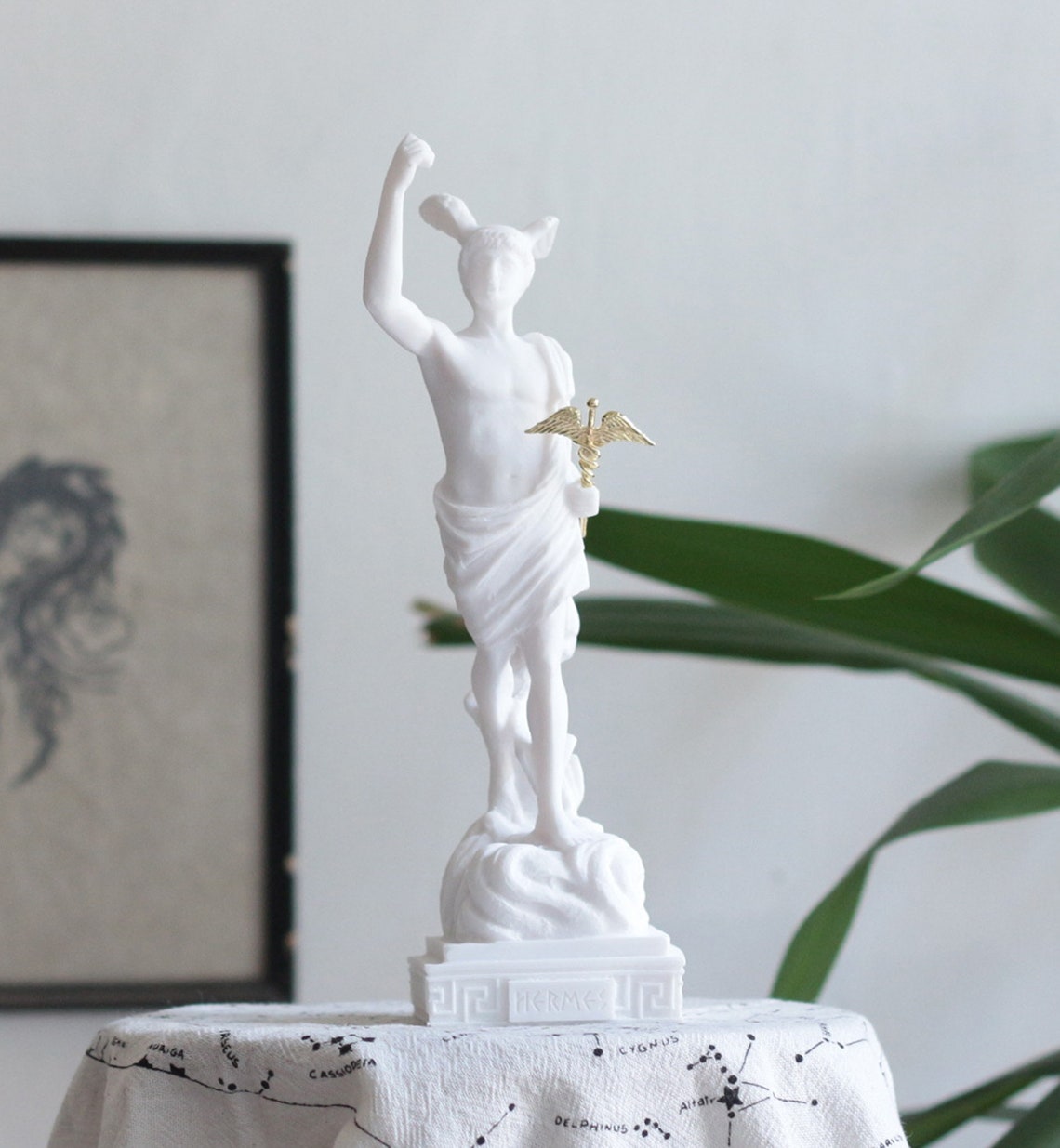 Hermes Büste Gussmarmor - Griechische Götter Statue 23cm Handmade Griechenland