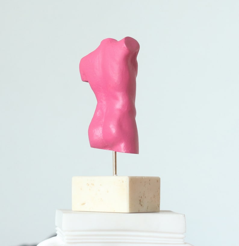 Nude Male Sculpture Pink Hand Painted Erotic Figurine, 5.5 image 5
