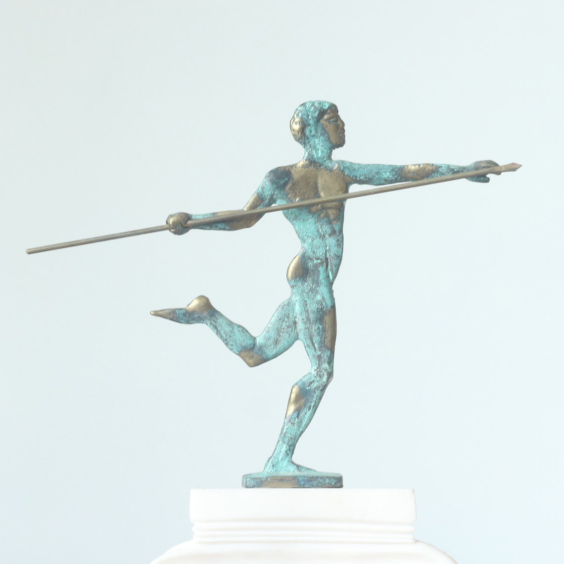 Javelin Thrower Statue Ancient Greek Athlete Bronze Artifact Etsy