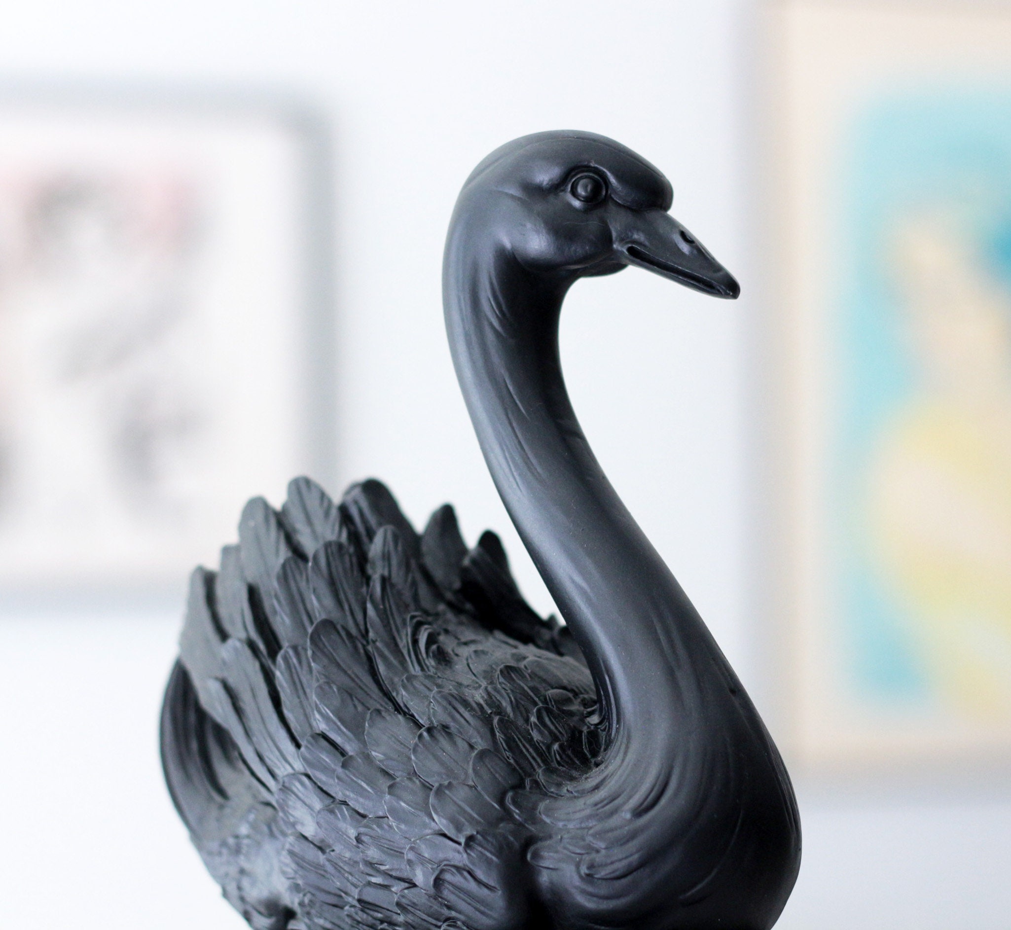 Black Swan Statue Bird Figurine Marble Altar Statue 20cm8in Etsy