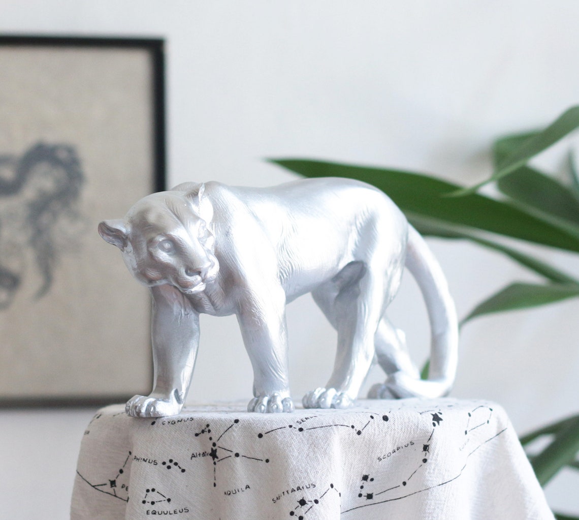Panther Sculpture Handmade Marble Statue Figurine 31cm12in Etsy