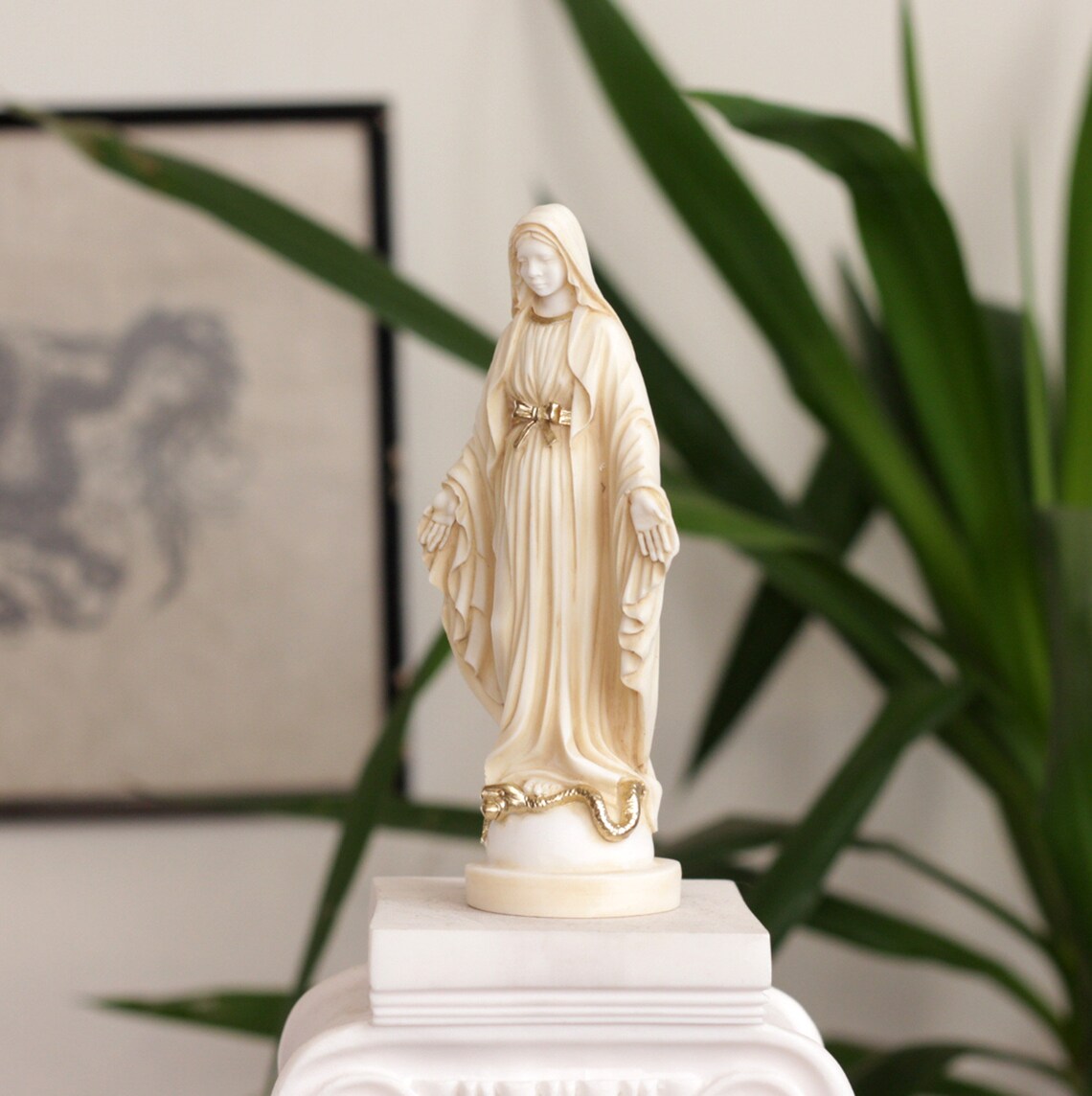 Virgin Mary Statue Catholic Statue Marble Sculpture Madonna - Etsy