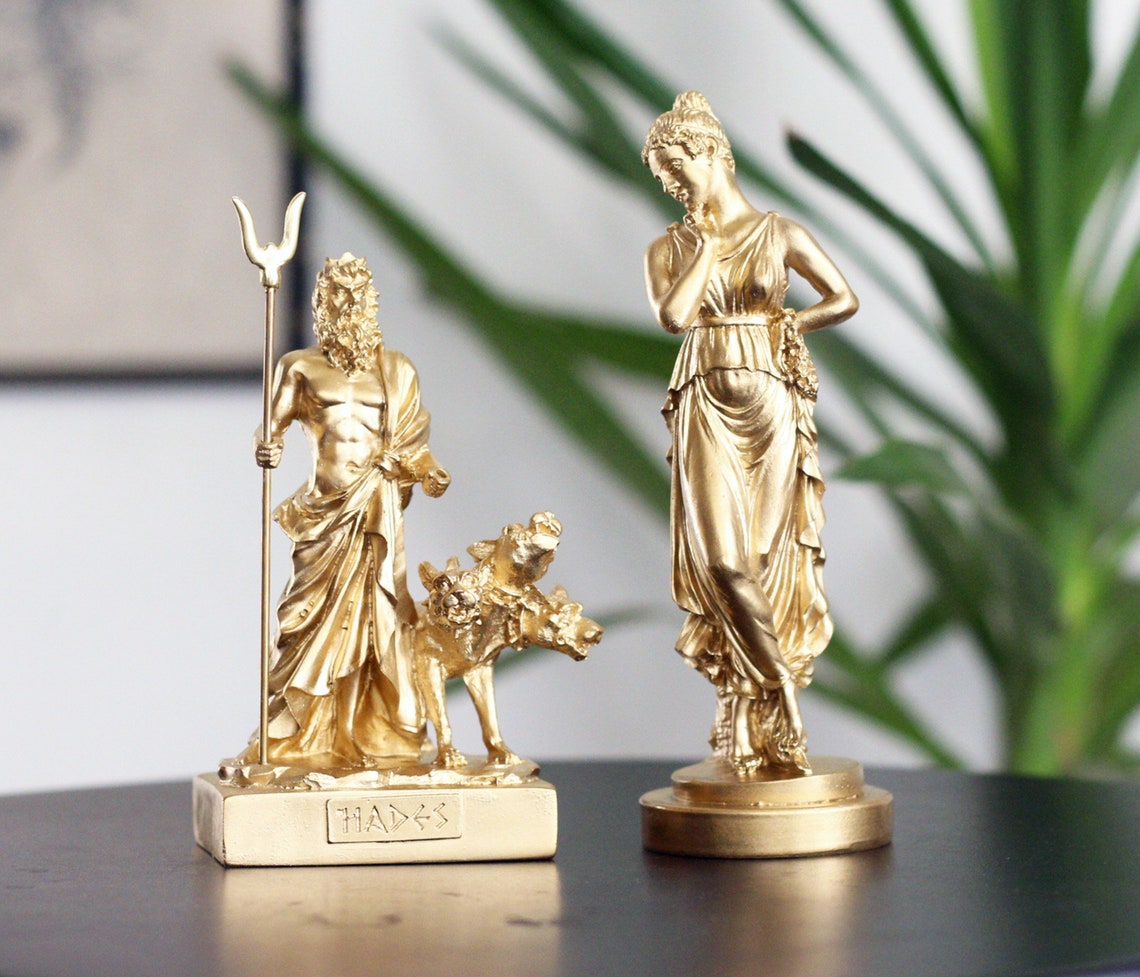 Statua Greca Plutone Ade Signore Degli Inferi Statuina Morta Tono Oro 9,4, image size:1140x977