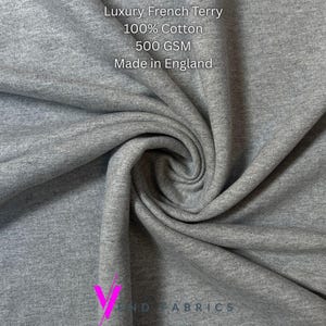 Franse badstof katoen, zwaargewicht sweatshirtfleece, grijs mergel 100% katoen, luxe zware stof voor trainingspakken, hoodies, trui