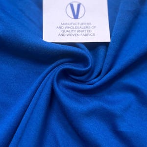 100% Cotton Knit Interlock Jersey Fabric, Knit Interlock Fabric Baby Clothes T-shirt Fabric - Plain Cotton Jersey royal blue Fabric 185 gsm