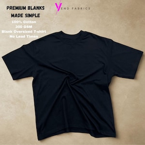 Zwaar katoenen blanco T-shirt - luxe oversized boxy-fit T-shirt - effen kleding - zwarte dikke streetwear fashion jersey - 300 g/m²