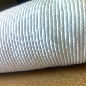 White Cotton Heavy Rib Fabric - Chunky Knit Stretch Ribbing Material - Rib Knitted Trim Cuffing - Cuffs Collars Waistbands Neckbands