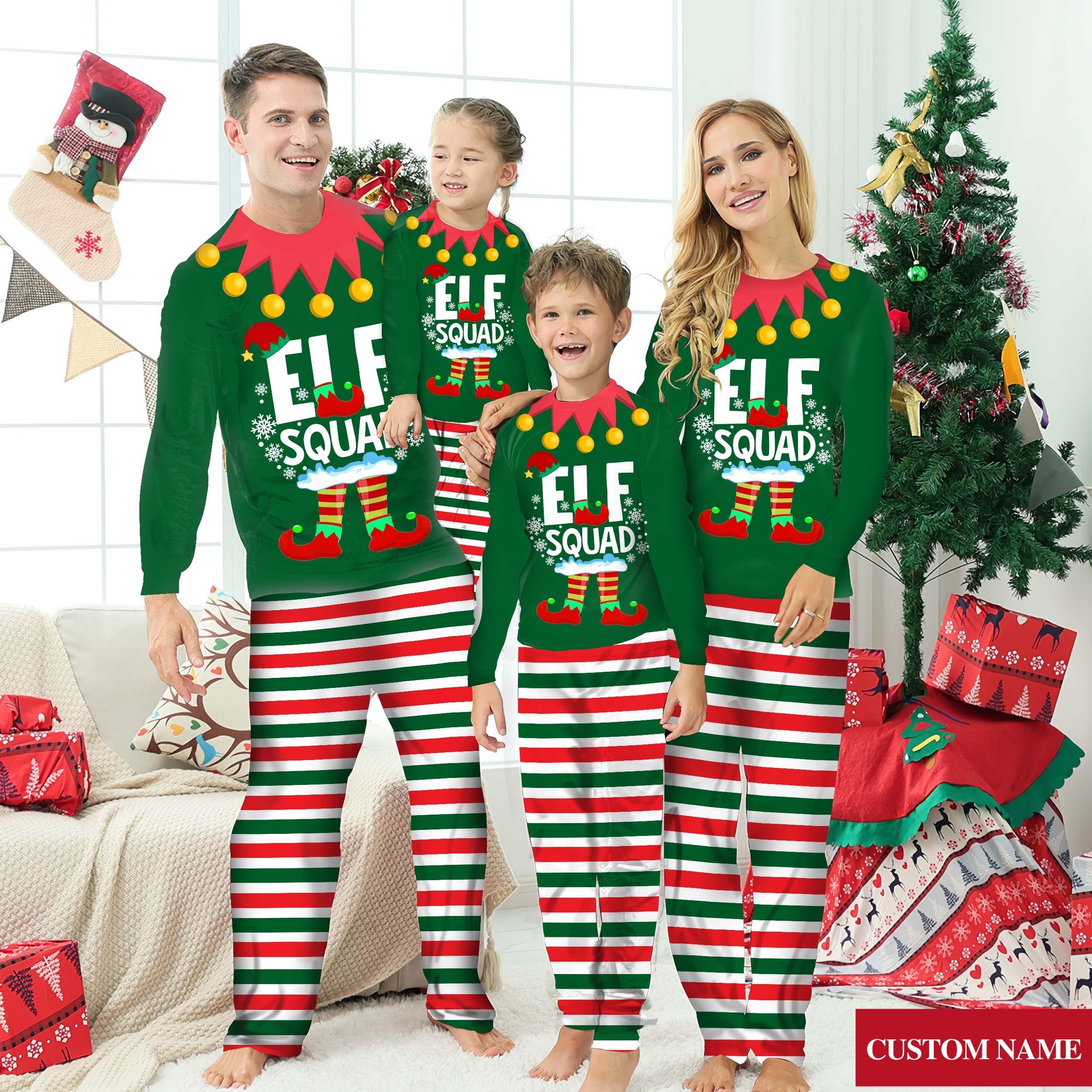 Macorner Elf Family Personalized Pajama Set