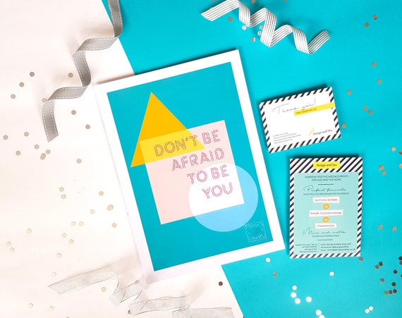 Motivational Scandi mid-century modern wall art print, inspiring quote, typographic geometrical minimalist poster, Don't be afraid to be you