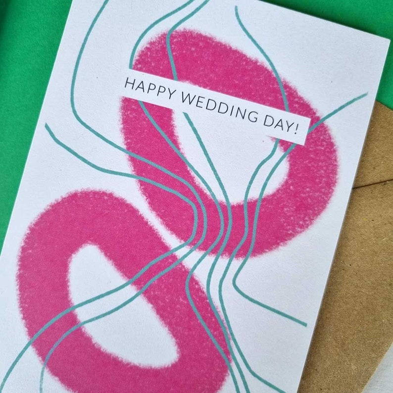 Happy Wedding Day card Modern abstract minimalist Congratulation on your wedding Happily ever after Just married Personal message image 2