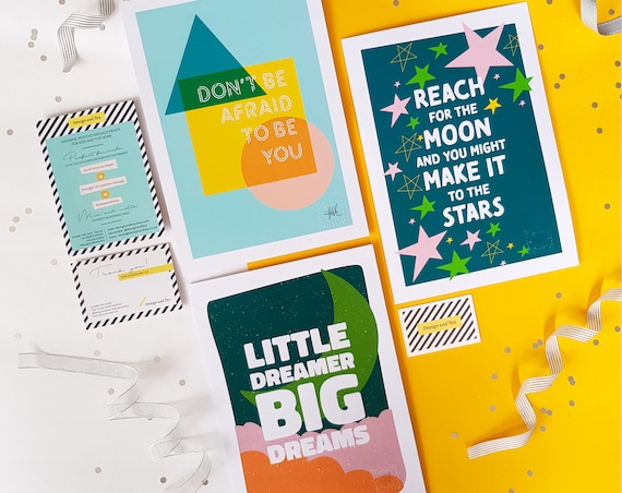 Set of 3 inspirational wall art prints, positive quote, motivational print, nursery print kids decor typography quote kids print nursery art
