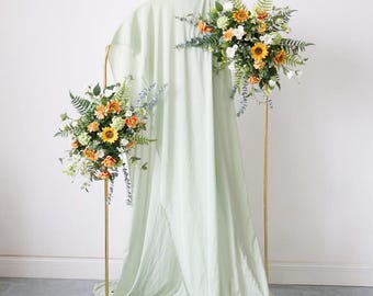 Flower Arch , Sunflower Wedding Arches Flower Backdrop Floral Swag Garden Party Wedding Aisle Decorations Floral Arrangements
