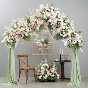Wedding Arch , Artificial Flower Arches for Ceremony Flower Aisle Flower Backdrop Floral Corner Swag Wedding Decorations Floral Arrangements