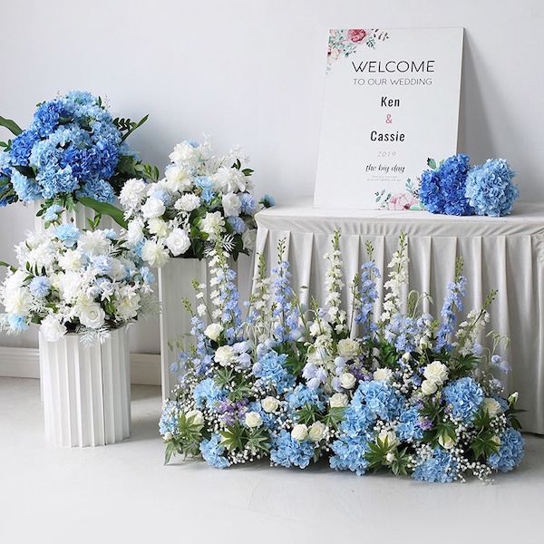 Blue Flower Centrepiece Floral Centrepiece Wedding centrepiece Large Flower centrepiece Silk flower ball, table flower Wedding Arrangement