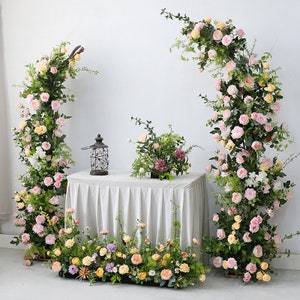 Wedding Arch Flower , Wedding Decor ,Boho Wedding Corner Swag , Wedding Backdrop, Pink Floral Bridal Shower Decor Floral Arch Arrangement